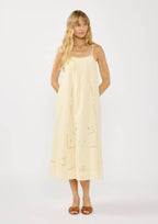 Lace Cutout Cream Midi Dress