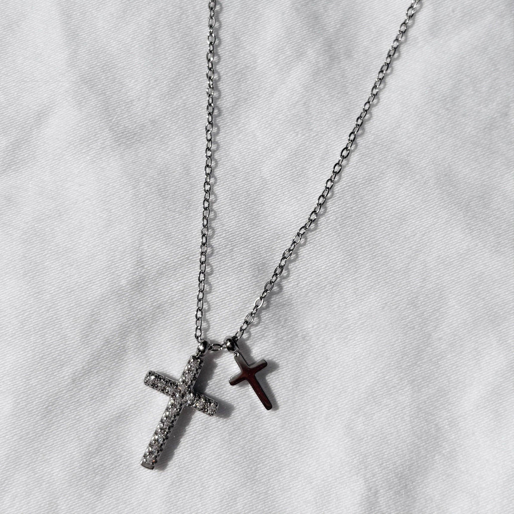 Angelic Silver Charm Cross Necklace