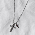 Angelic Silver Charm Cross Necklace