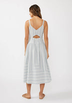 Striped V Cut-Out Midi Dress