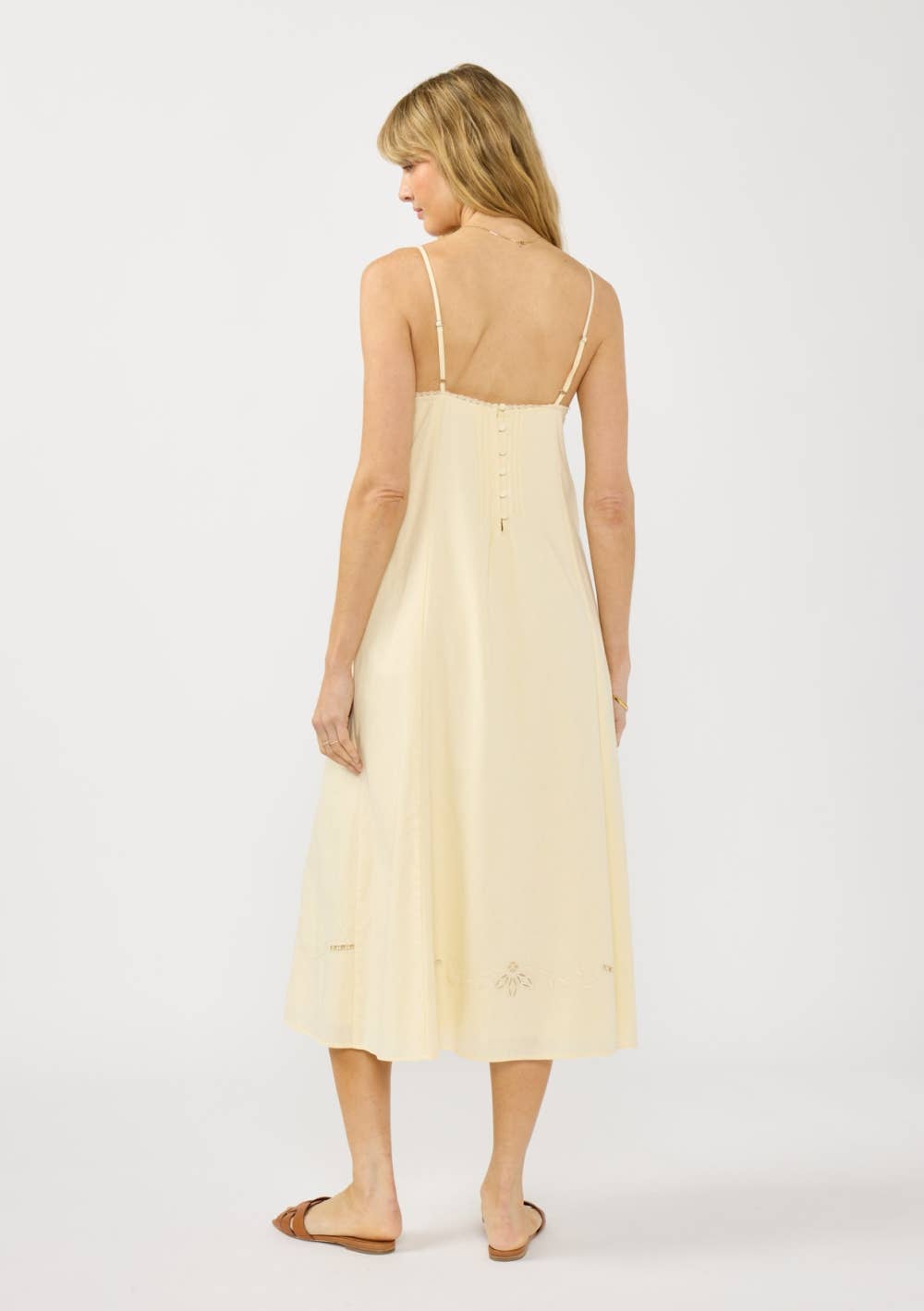 Lace Cutout Cream Midi Dress