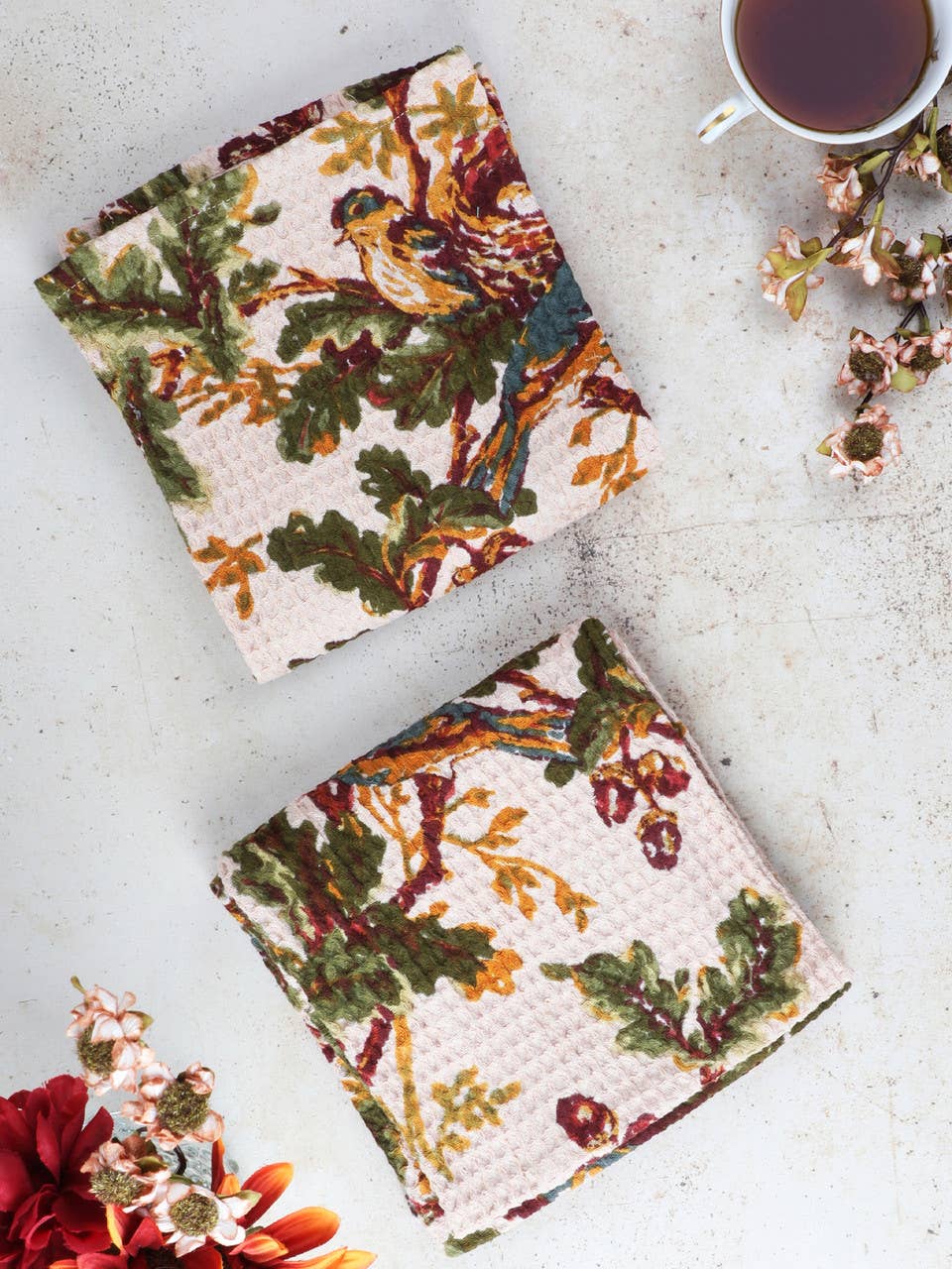 Whispering Oaks Antique White Tea Towel