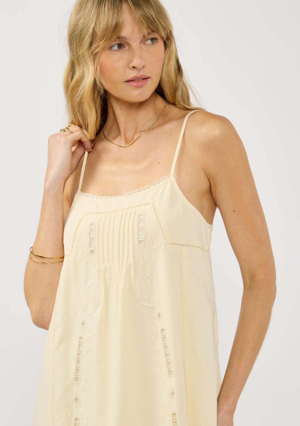 Lace Cutout Cream Midi Dress