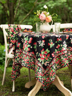 Strawberry Black 54" x 54" Breakfast Tablecloth