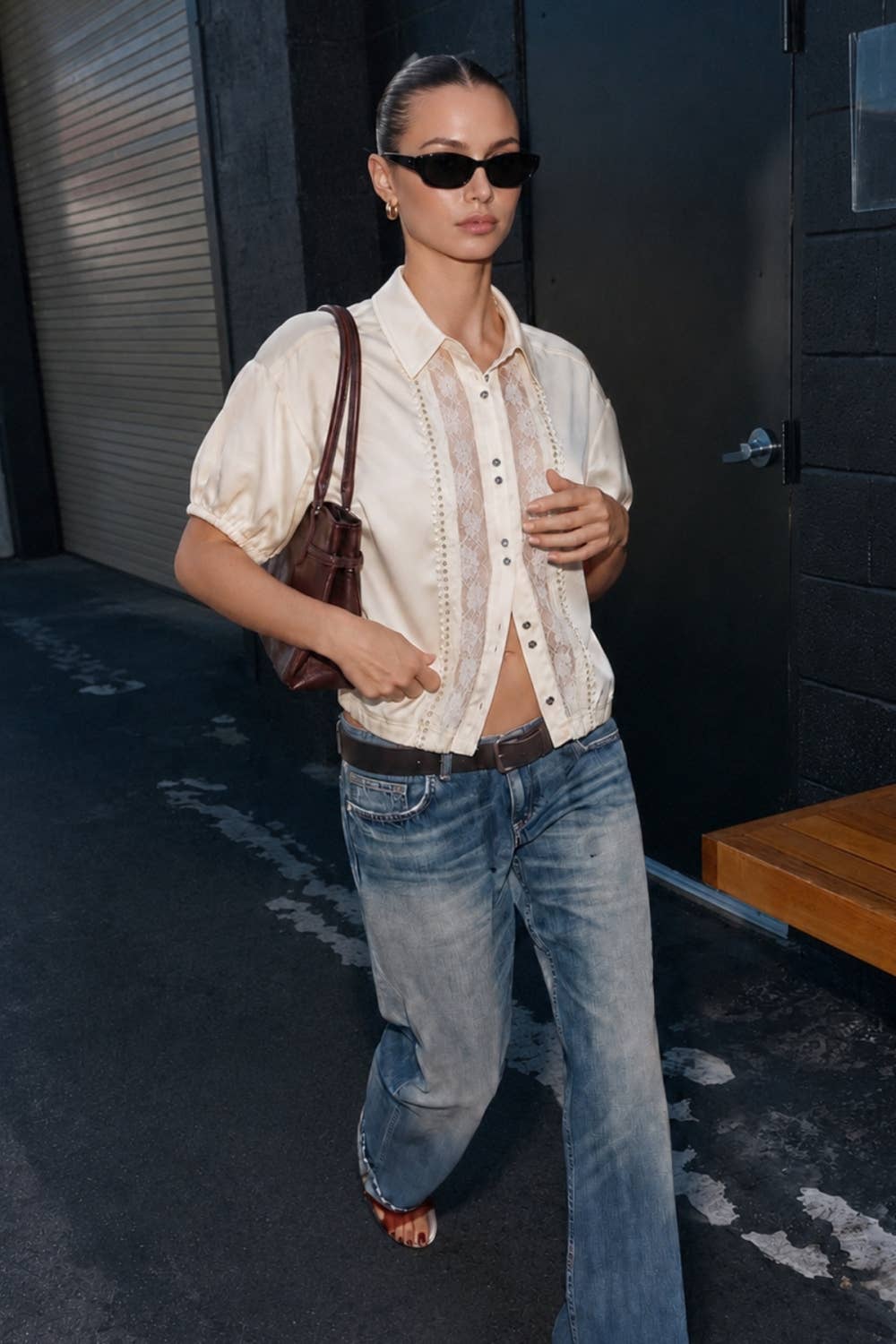 Satin & Lace Button-Up
