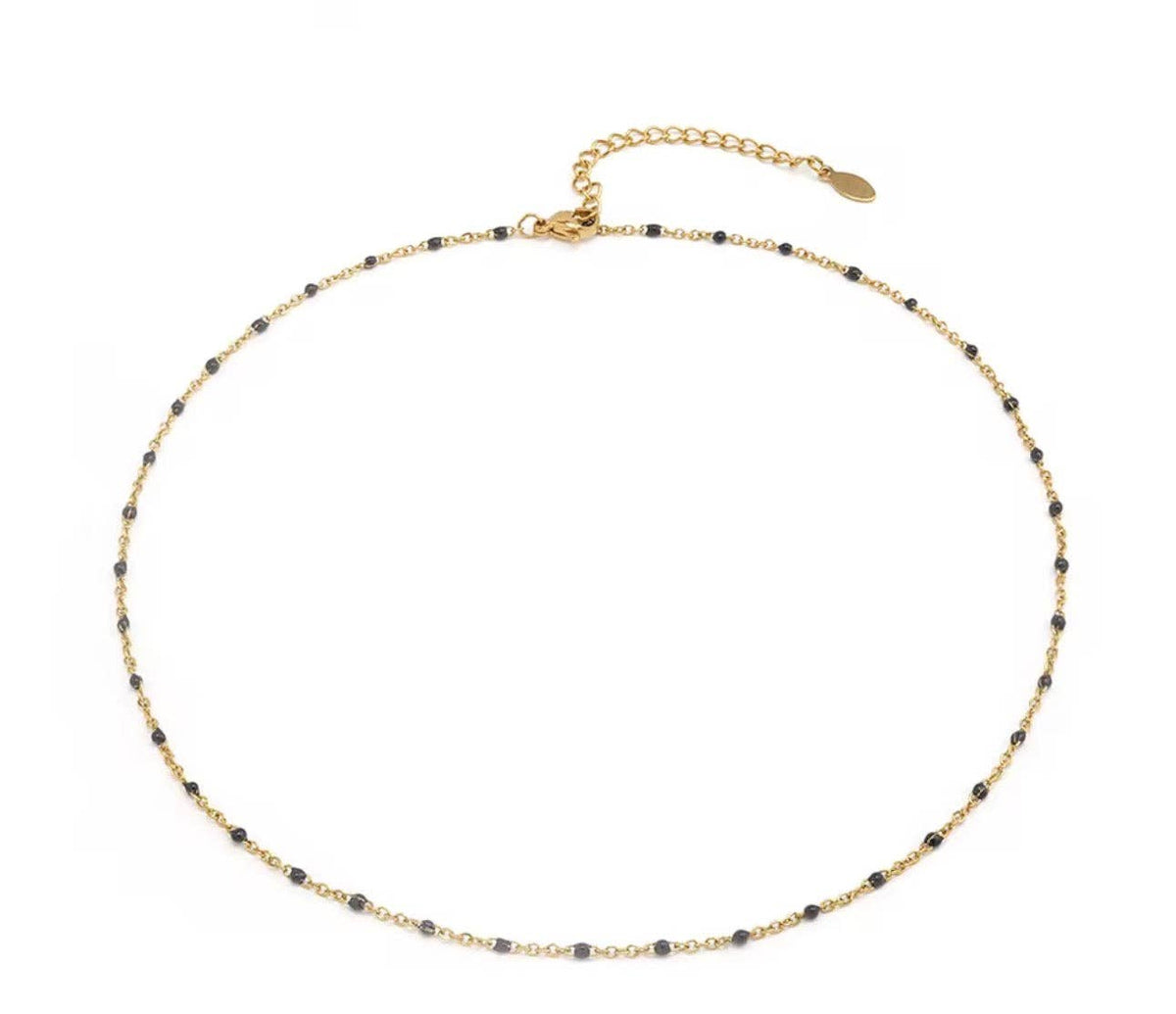 Carly Black Enamel Chain Necklace