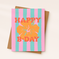 Hibiscus Stripe Birthday Card