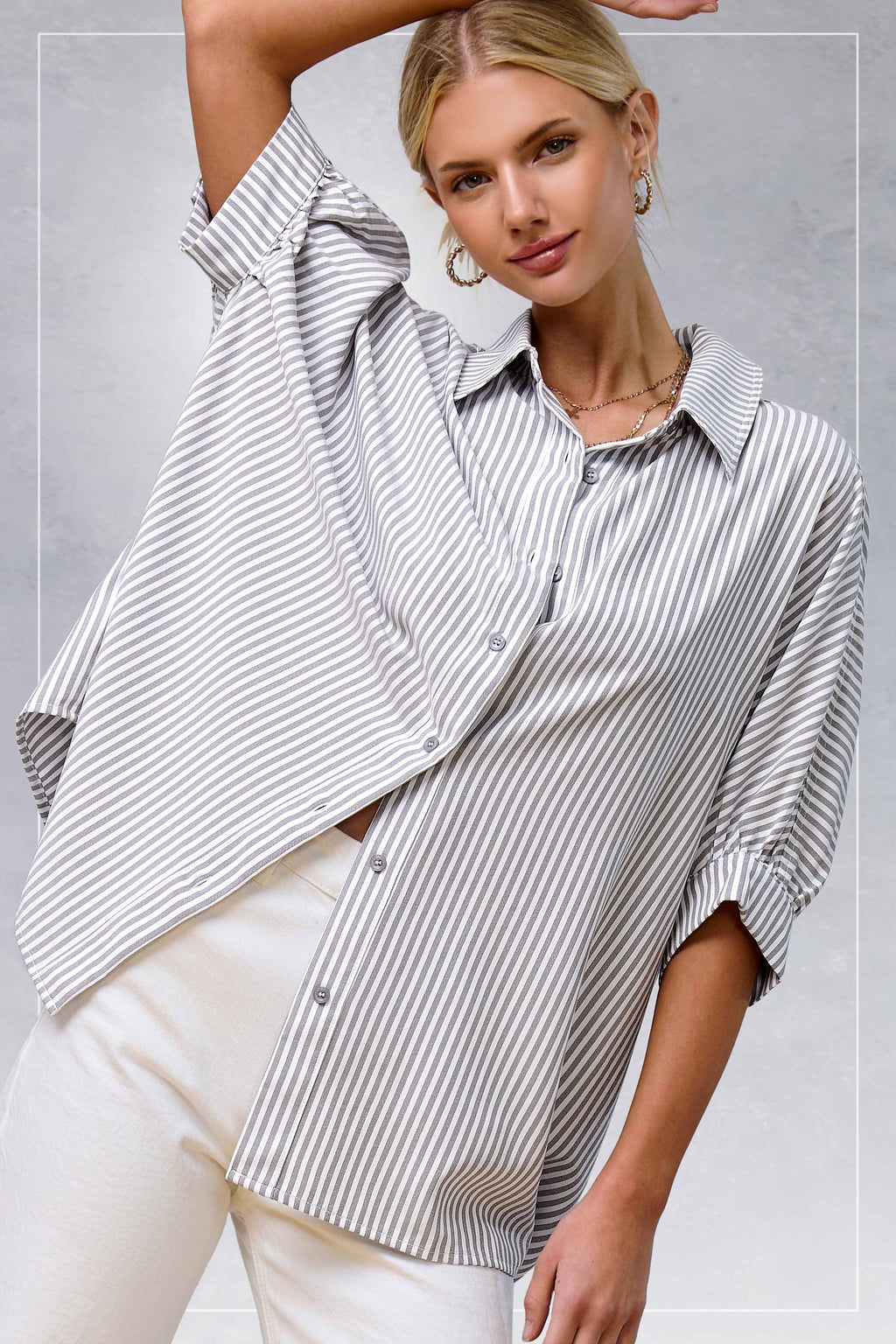 Silver Striped Button Down Shirt
