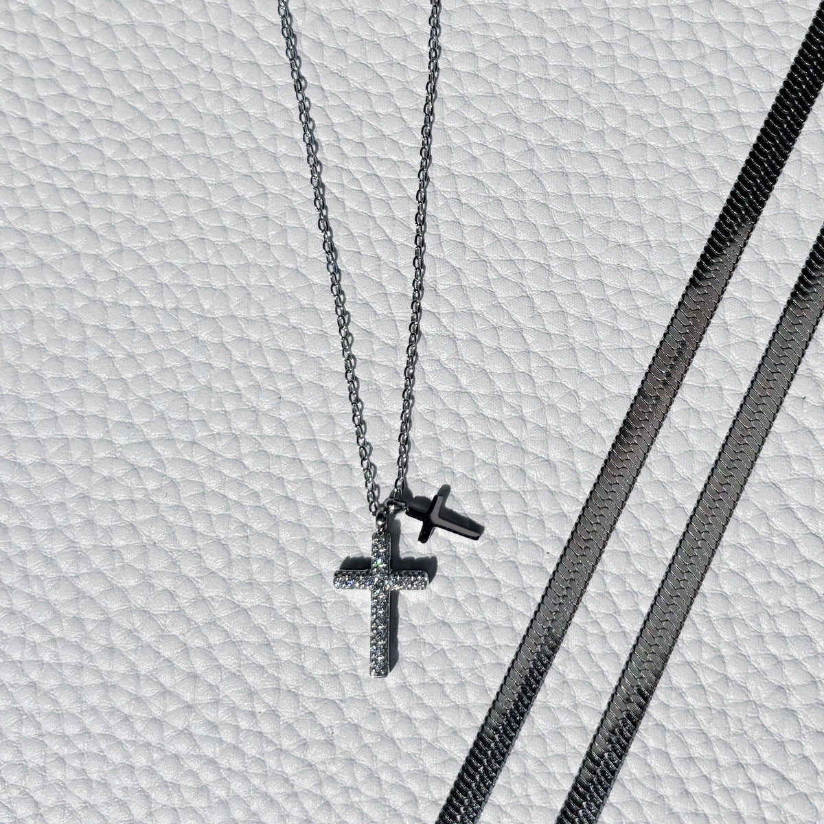 Angelic Silver Charm Cross Necklace