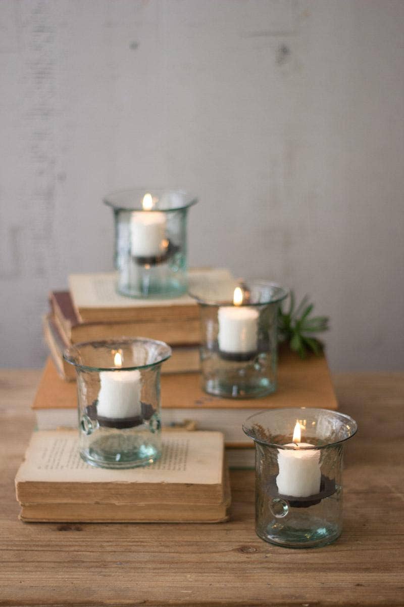 Recycled Glass Votive Mini Hurricane