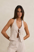 Louise Stripe Tie Halter Top
