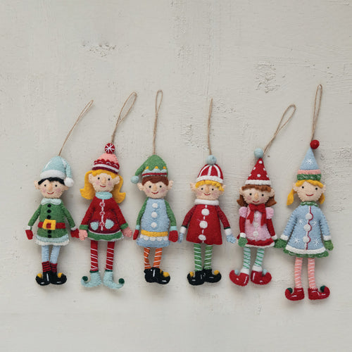Felt Elf Embroidered Ornament