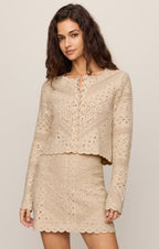 Cressa Natural Crochet Crop Cardigan