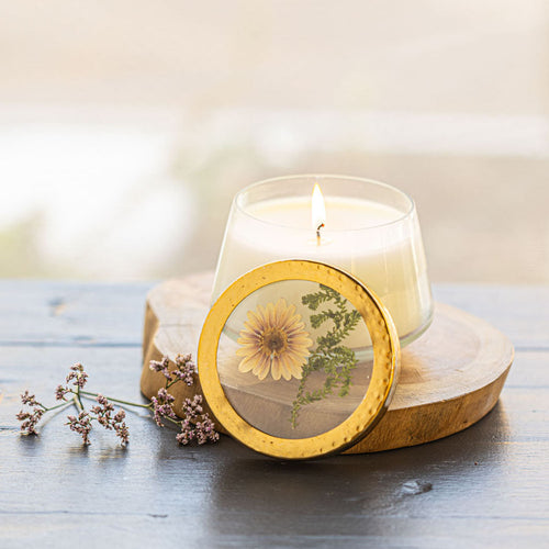 Vanilla Rain Medium Pressed Floral Candle