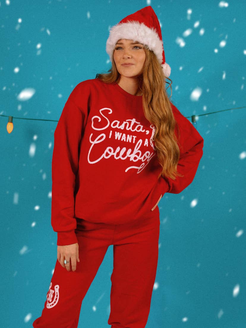 Santa I Want A Cowboy Crewneck