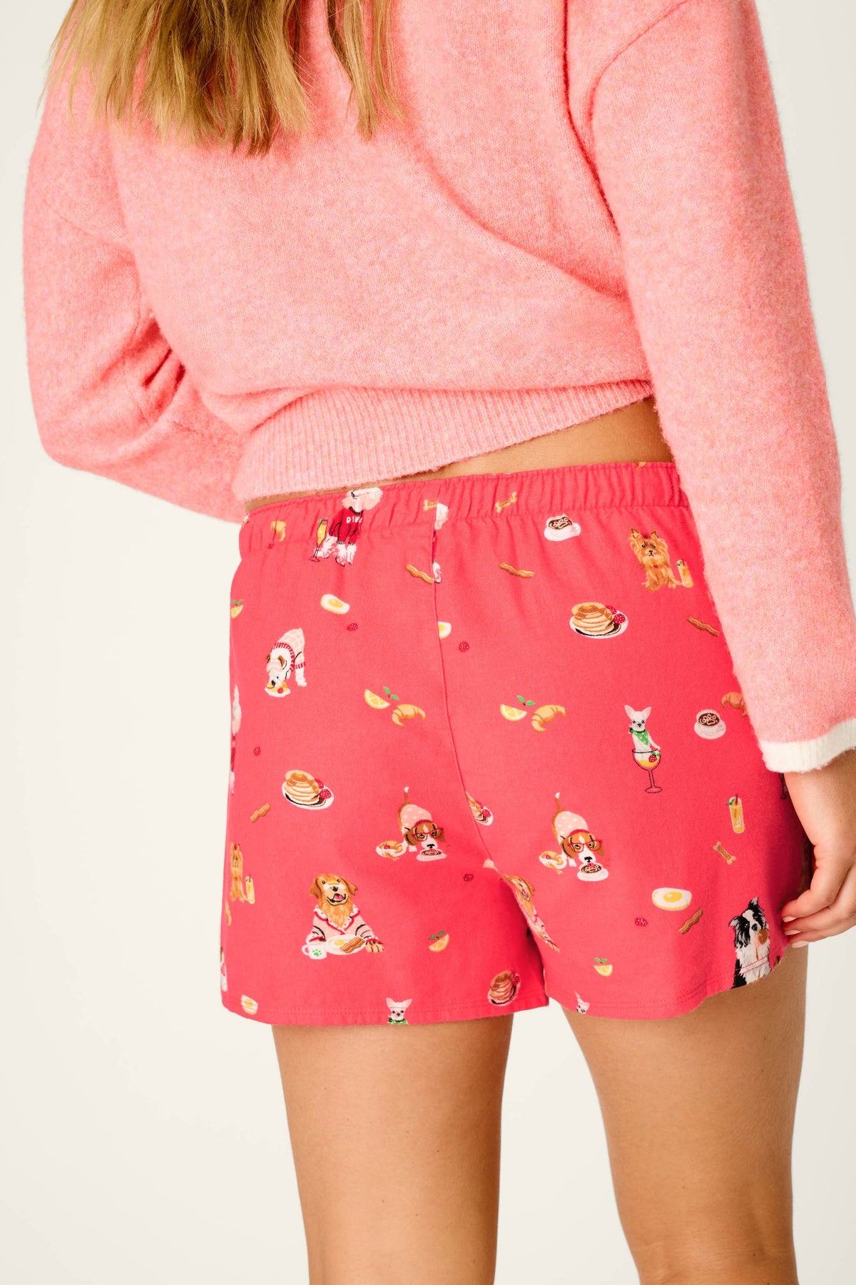 Dogs Who Brunch Flannel PJ Shorts