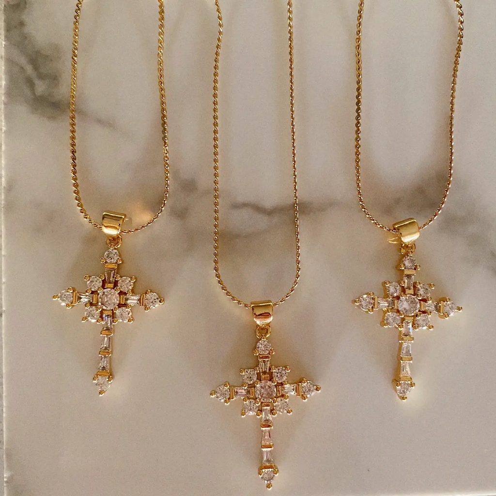 Morning Glory Cross Necklace