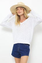 Gabrielle White V Sweater