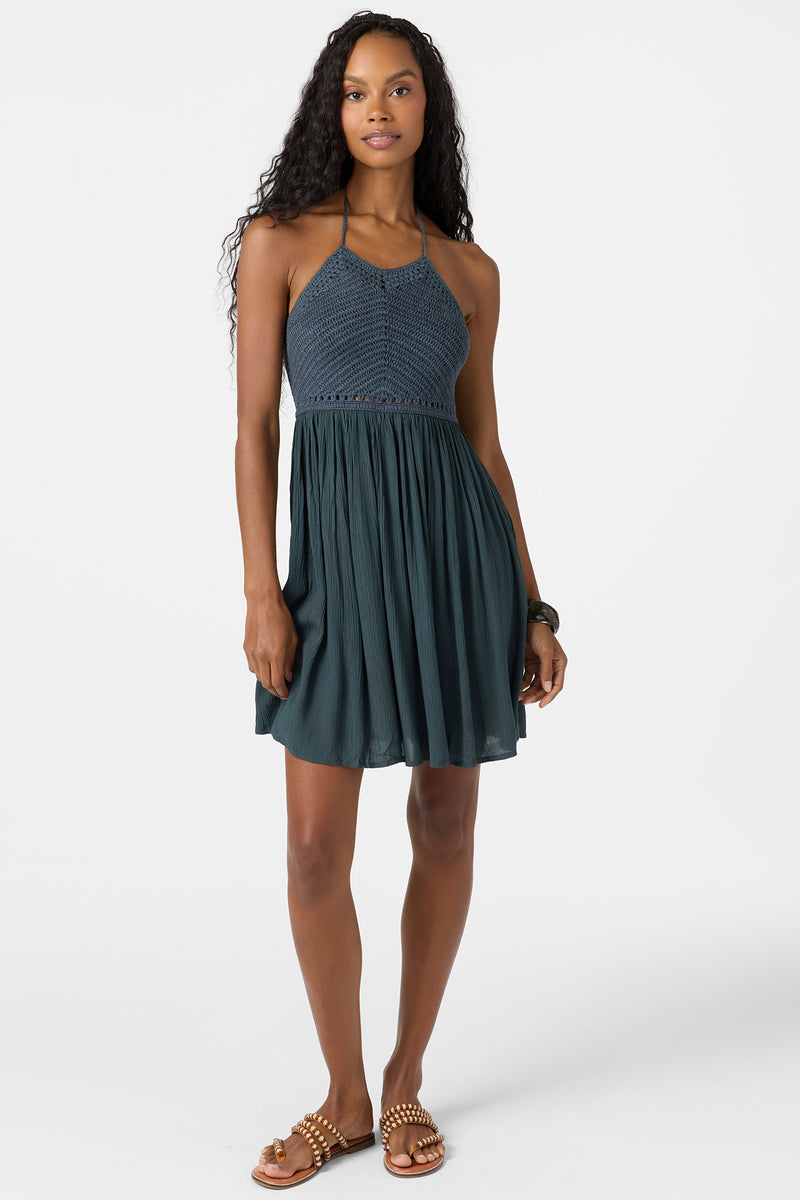 Kindra Crochet Halter Dress