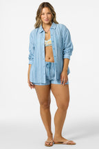 Lena Waves Chambray Blue Stripe Top