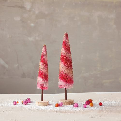 Candy Cane Flocked Bottle Brush Tree
