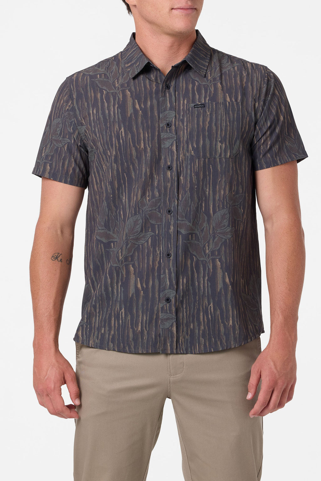 TRVLR Camo Perforated Button-Up Shirt
