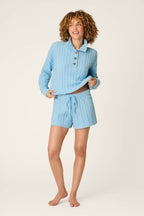 Cozy Cable Chenille Cloud Blue Shorts