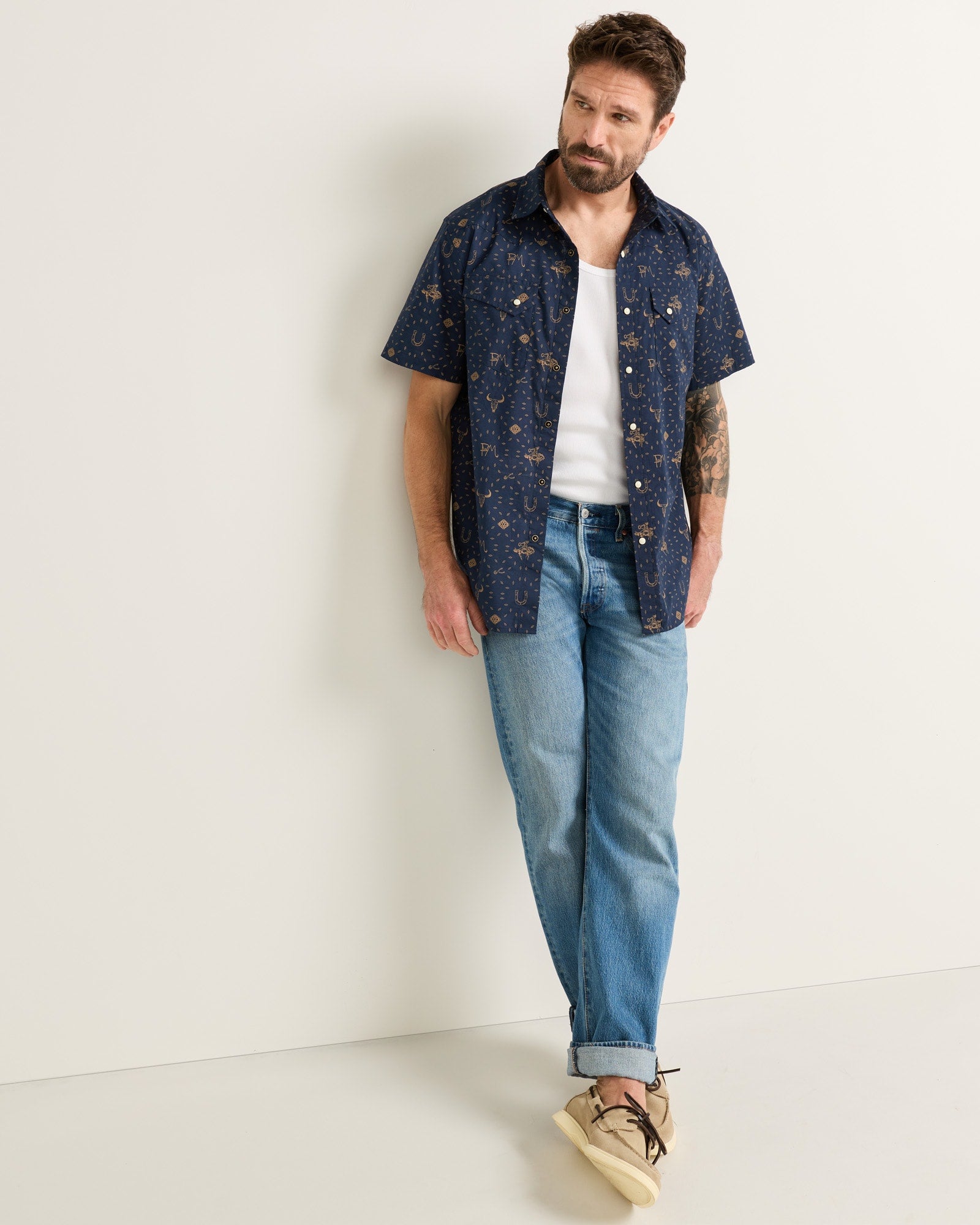 Laramie Western Navy Snap Shirt