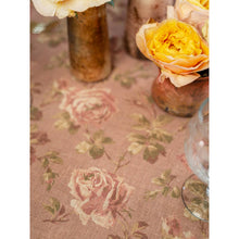 Vintage Rose Linen Tablecloth