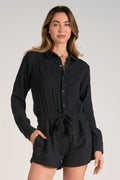Long-Sleeve Button Romper