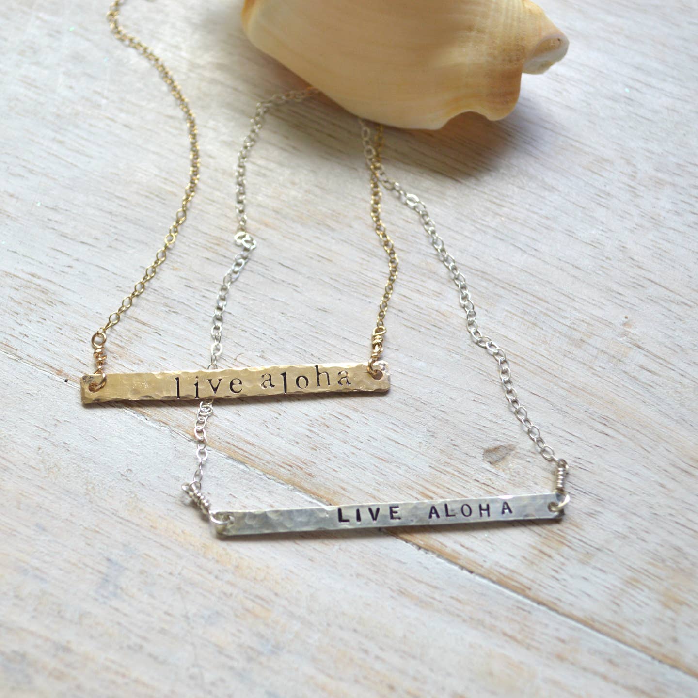 Live Aloha Stamped Bar Necklace