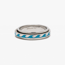 Silver Enamel Wave Fidget Ring