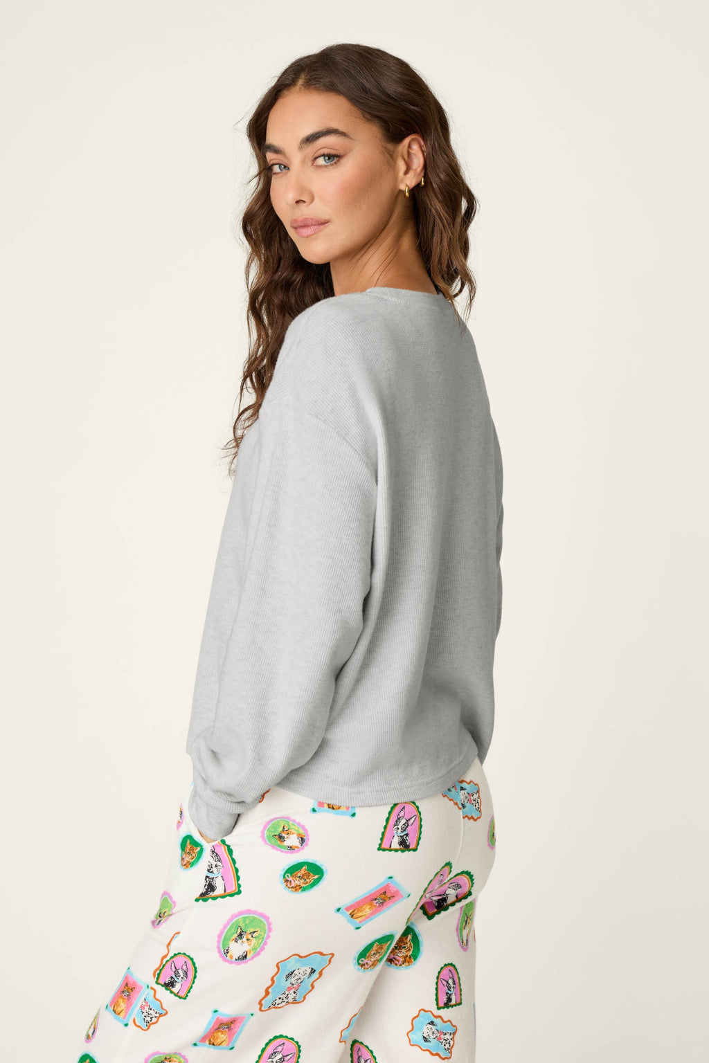 Heather Cloud Waffle Knit L/S Top