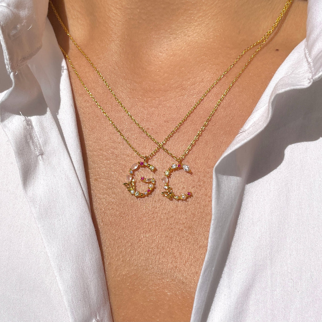 Flutterfly Initial CZ Necklace