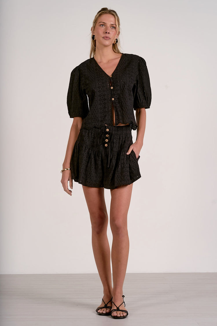 Ellie Black Eyelet Short