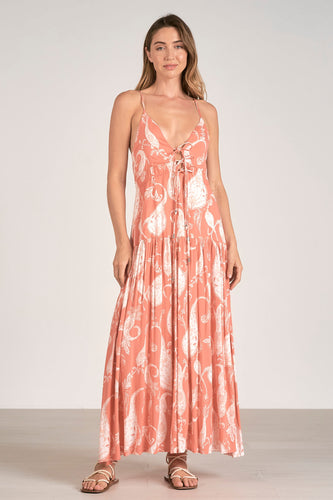 Coral Paisley Midi Dress