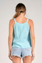 Azure High-Neck Gauze Tank