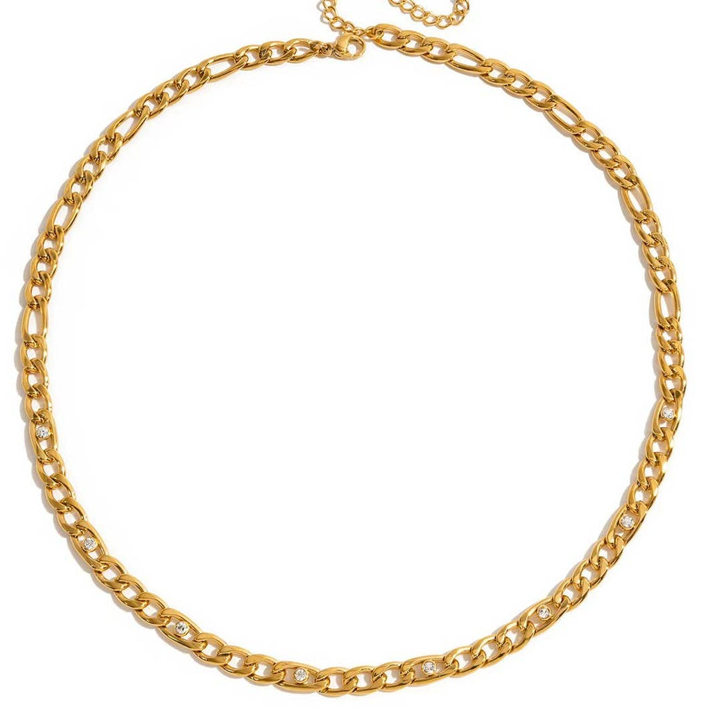 CZ Gold Figaro Cuban Chain