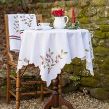 Winterberry Ecru Embroidered Tea Cloth