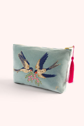 Swooping Swallows Velvet Pouch