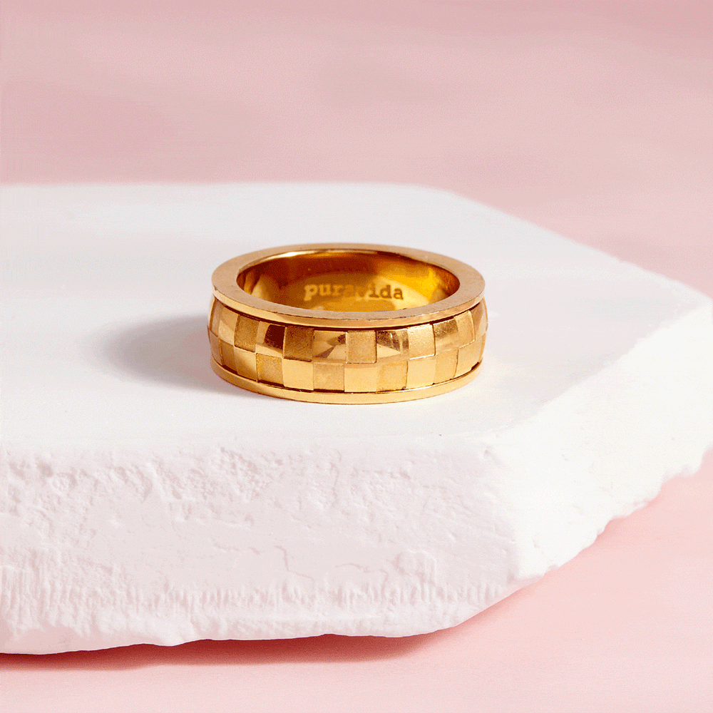 Gold Check Fidget Ring – 3 Seas