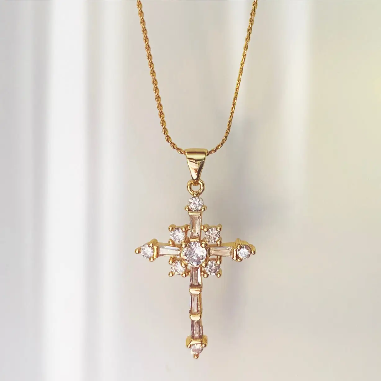 Morning Glory Cross Necklace