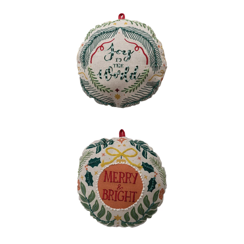 Ornament Embroidered Round Pillow