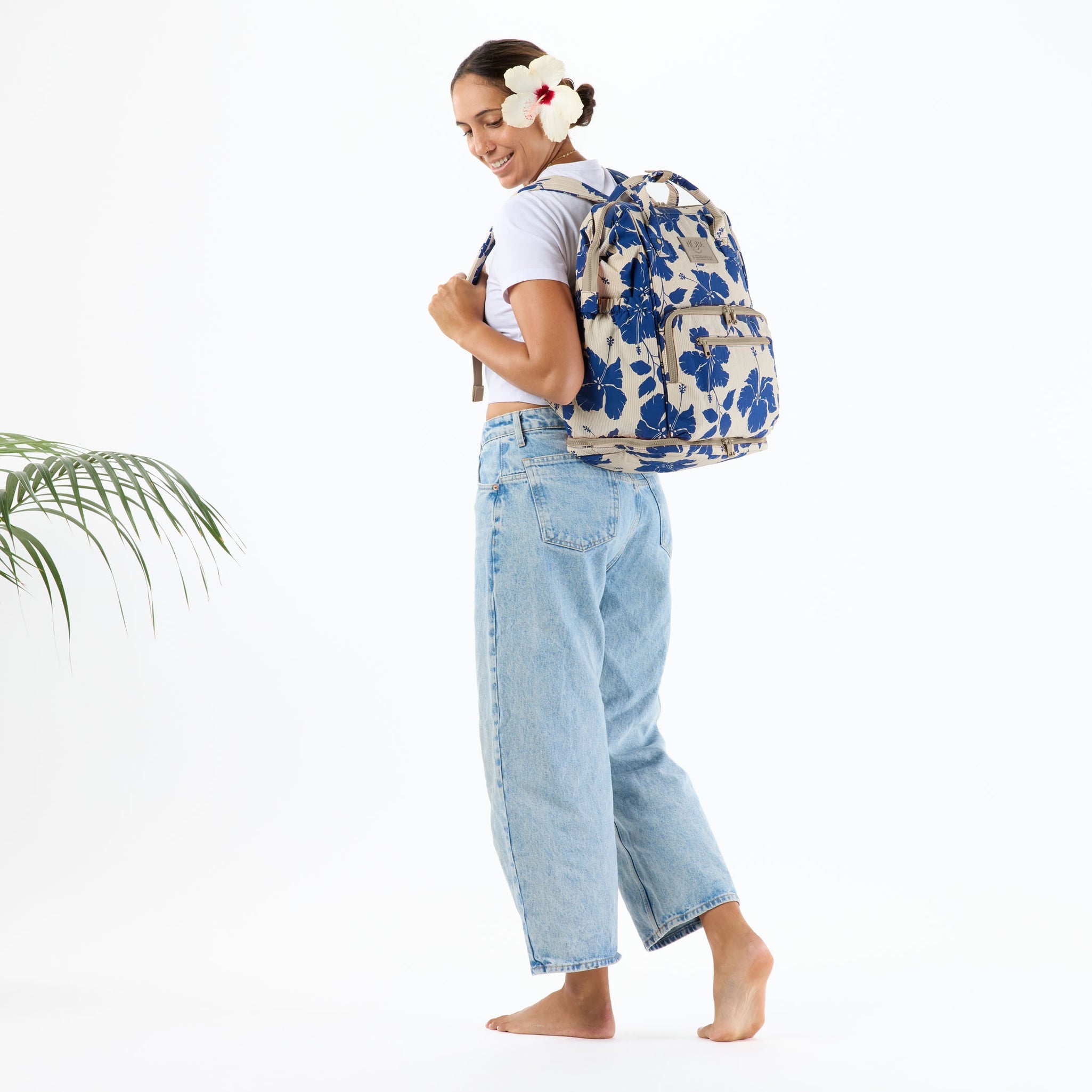 Salina Navy Tiny Stripe Le Bébé Backpack