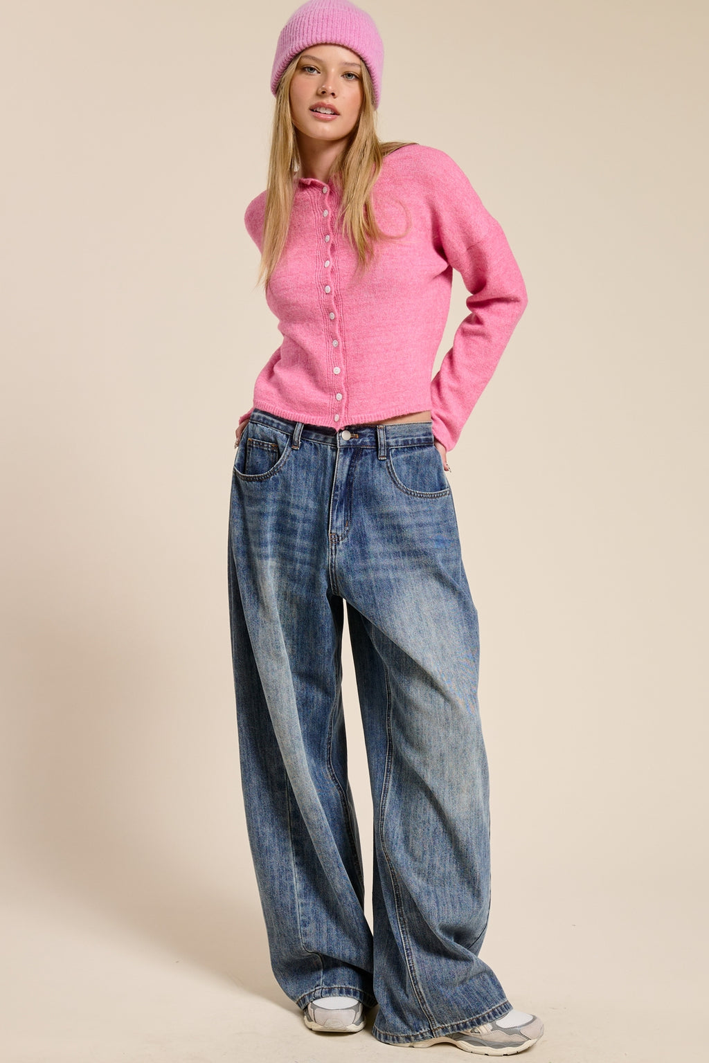 Barbie Pink Essential Button Cardigan