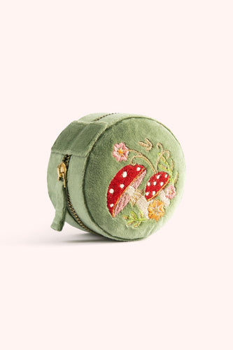 Toadstools Velvet Round Jewelry Box