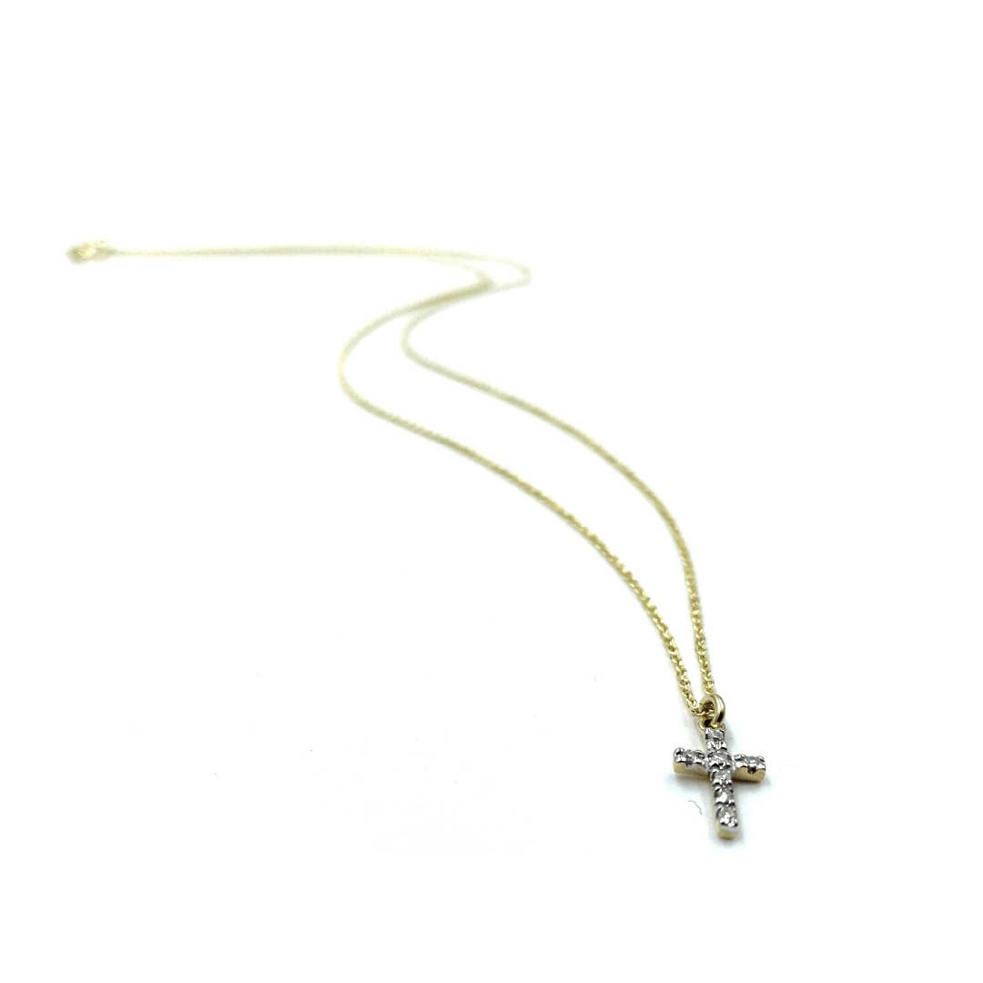 14K Gold & Diamonds Petite Cross Necklace