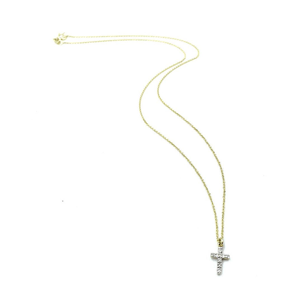 14K Gold & Diamonds Petite Cross Necklace