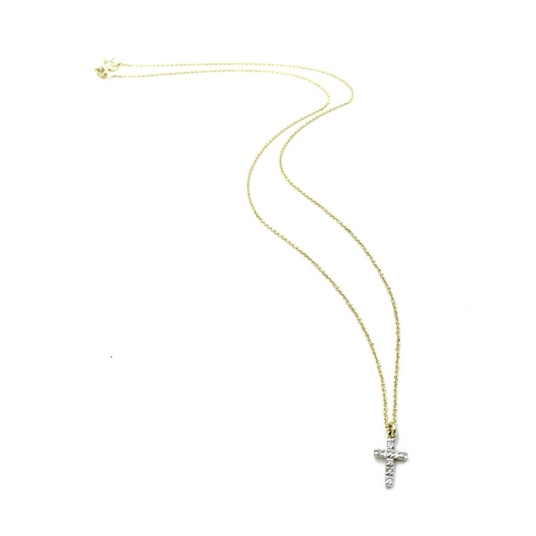 14K Gold & Diamonds Petite Cross Necklace