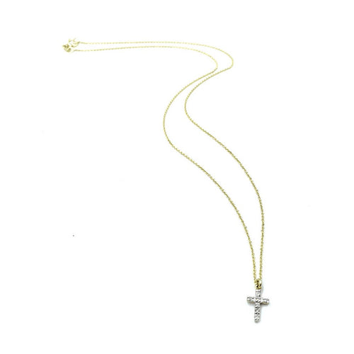 14K Gold & Diamonds Petite Cross Necklace